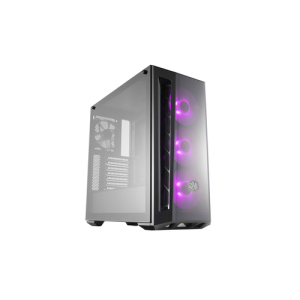 Cooler Masterbox Mb520 rgb cristal templado usb 3.0 caja pc atx panel frontal tintado 3 x 120mm ventiladores preinstalados lateral de vidrio configuraciones flujo aire flexible torre juegos para mediana frente espejo oscuro 3x120