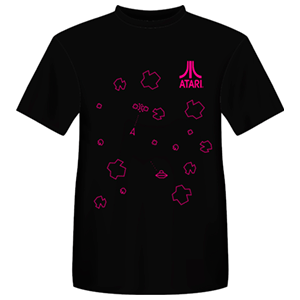 Camiseta Atari Retro Negra: Pink Asteroids Talla L