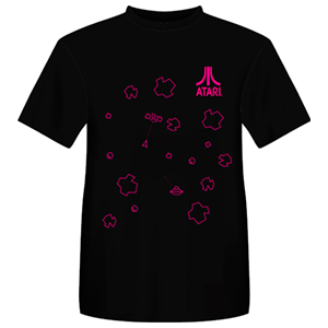 Camiseta Atari Retro Negra: Pink Asteroids Talla XL