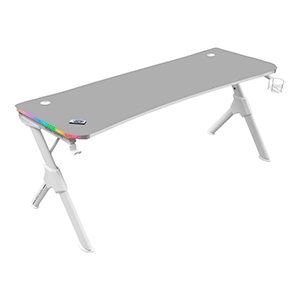 Mars Gaming MGDXL Gaming Desk - 160cm- Full Mousepad - Soporte Taza y Auriculares - Blanco - Mesa Gaming