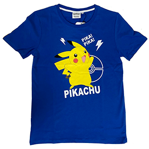 Camiseta Pokemon Azul: Pikachu Talla 10 Años