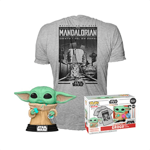 Pack Camiseta y Figura Pop Star Wars The Mandalorian: Grogu con Galleta Talla M para Merchandising en GAME.es