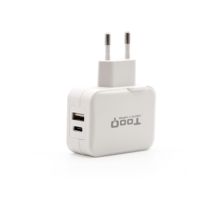 TooQ Doble Puerto USB C + USB A 27W - Cargador
