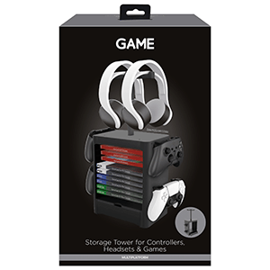 GAME GM32823 Soporte Auriculares, Juegos y Mandos Negro PS4-PS5-XBOX