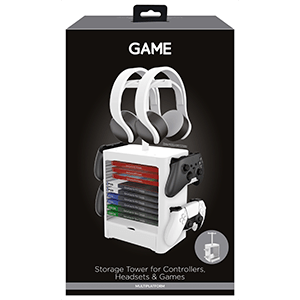 GAME GM32830 Soporte Auriculares, Juegos y Mandos Blanco PS4-PS5-XBOX