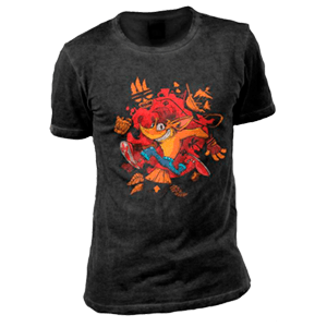 Camiseta Crash Bandicoot Negra Oil Wash Talla M