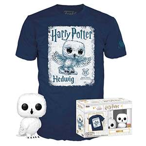 Pack Camiseta y Figura Pop Harry Potter: Hedwig Talla M