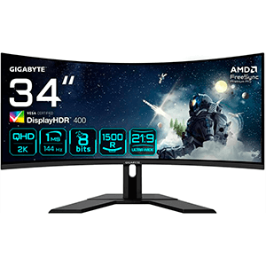 GIGABYTE G34WQC-A - 34" QHD VA 144Hz - HDR400 - Ultrawide - Altavoces - Freesync Premium - Curvo - Monitor Gaming