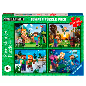 Pack de 4 Puzles x 100pz Minecraft