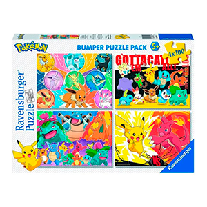 Pack de 4 Puzles x 100pz Pokemon
