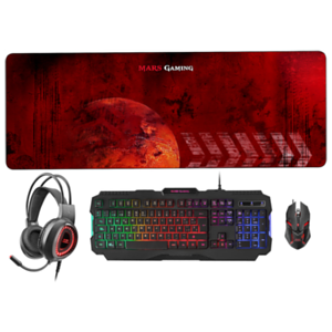 Mars Gaming MCPRGB2 Teclado USB Ratón Alfombrilla y Cascos - Combo