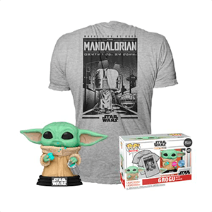 Pack Camiseta y Figura Pop Star Wars The Mandalorian: Grogu con Galleta Talla XL