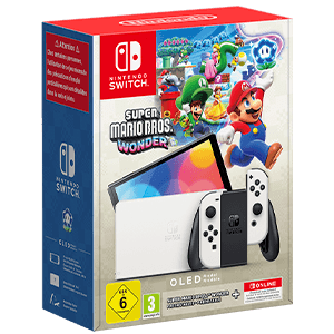 Nintendo Switch OLED Blanca + Super Mario Bros Wonder + 12 Meses Nintendo Online