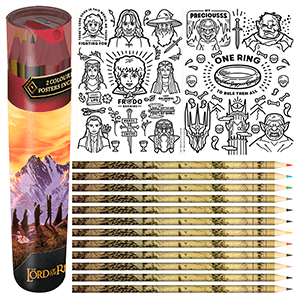 Tubo De 12 Lápices + 2 Pósters + Sacapuntas  El Señor De Los Anillos Fellowship