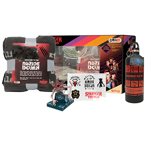 Caja de regalo Stranger Things (Figura + Botella + manta + pegatinas)