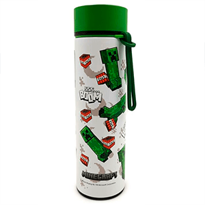 Botella metalica de acero inoxidable con Termometro Minecraft  Creeper y TNT de 450 ml