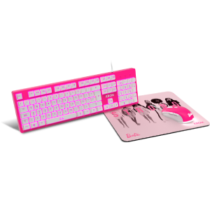 Krom Kandy Teclado + Raton + Alfombrilla Ed. Esp. Barbie 3in1 - Pack Perifericos