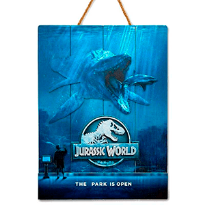 JURASSIC WORLD MOSSASAURUS CARTEL MADERA 30 X 40 CM WOODART 3D PRINT