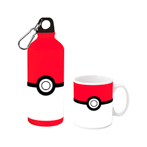 Pack de Regalo Pokemon Pokeball (Taza de ceramica 300 ml + botella de aluminio de 500 ml)