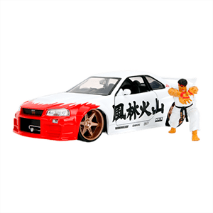 Pack Figura y Vehículo Street Fighter II Ryu and Nissan Skyline Gt-R Set (Escala 1/24)