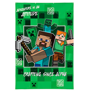 Póster Tela Minecraft 125 X 85 Cm con ojales metálicos