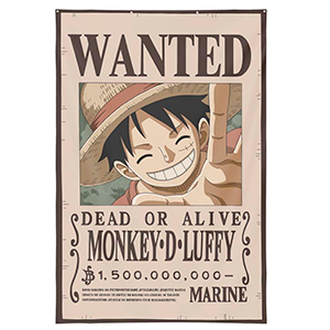 Póster Tela One Piece 125 X 85 Cm con ojales metálicos Wanted
