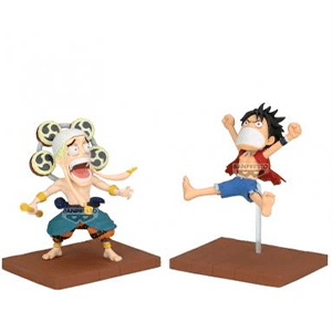 Pack de dos figuras One Piece WFC Special Monkey D Luffy y Enel de 7cm
