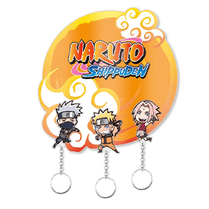 Colgador de llaves con 3 llaveros Naruto Shippuden