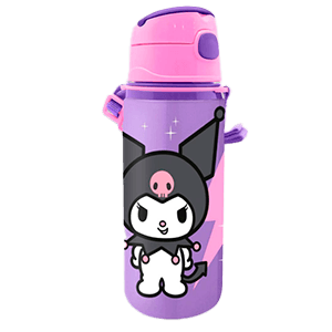 Botella de aluminio con asa Kuromi de 600 ml
