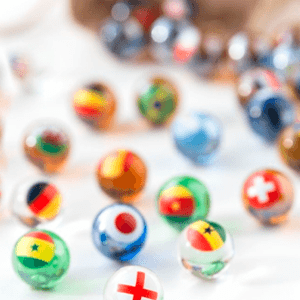 Pack de 10 canicas de colección Small World de Marbleflags