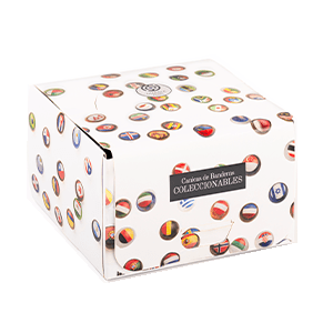 Caja de 5 sobres de 10 canicas cada sobre colección Small World de Marbleflags.