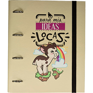 Carpeta de tapa dura con anillas Vakypandy para mis ideas locas letra  tamaño A4 y 120 hojas