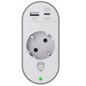 Force Power Lite Surge protector 1 socket USB A+C - Regleta