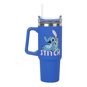 Vaso termo con pajita Disney Stitch de color azul 900ml