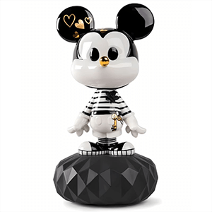 Figura de porcelana Lladró hecha a mano Mickey (Blanco y Negro) De 31 Cm