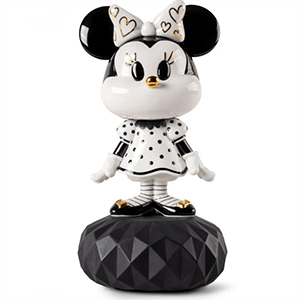Figura de porcelana Lladró hecha a mano Minnie (Blanco y Negro) De 31 Cm