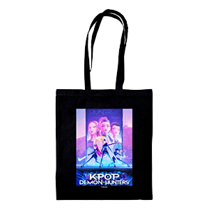 Bolsa Tote Reutilizable Negra Kpop Demon Hunters Logo