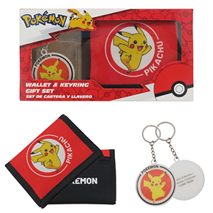 Set Pokémon Billetera + Llavero Pikachu