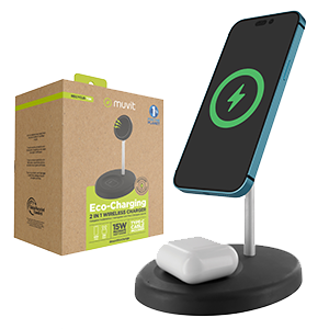 Cargador Muvit  2 en 1 Magsafe + iWatch/Airpods Negro