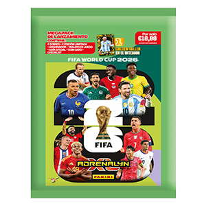Megapack de cartas Adrenalyn FIFA World Cup 2026 (Archivador + 2 Sobres + 2cartas Ed.limitda + Guia + check list + Tablero)