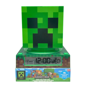 Lampara 3D con despertador y fecha Minecraft Creeper (REACONDICIONADO)