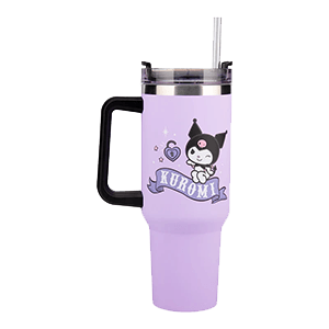 Vaso termo con pajita Kuromi de 900 ml (REACONDICIONADO)