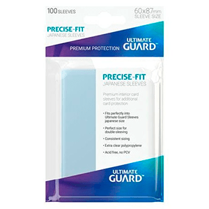 Fundas para cartas Ultimate Guard Precise-Fit Sleeves Tamaño cartas Japonesas (100 uds) (REACONDICIONADO)