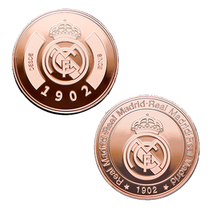 Moneda color cobre Real Madrid Edición especial con Escudo y año de su Fundación 1902