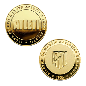 Moneda dorada Atlético de Madrid Edición especial con Escudo e inscripción ATLETI
