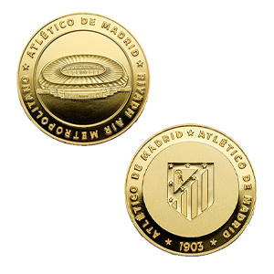 Moneda dorada Atlético de Madrid Edición especial Escudo y Estadio Riyadh Air Metropolitano