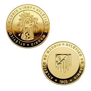 Moneda dorada Atlético de Madrid Edición especial INDY y Escudo