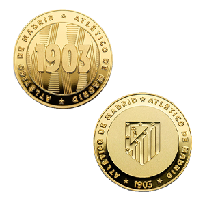 Moneda dorada Atlético de Madrid Edición especial con Escudo y año de su Fundación "1903"