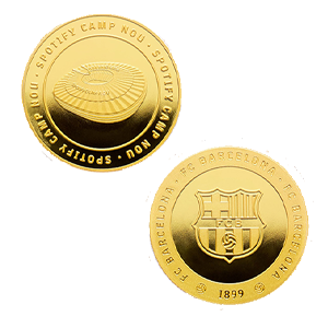 Moneda dorada FC Barcelona Edición especial Escudo y Estadio Spotify Camp Nou