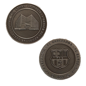 Moneda color bronce FC Barcelona Edición especial con Escudo y la Massia